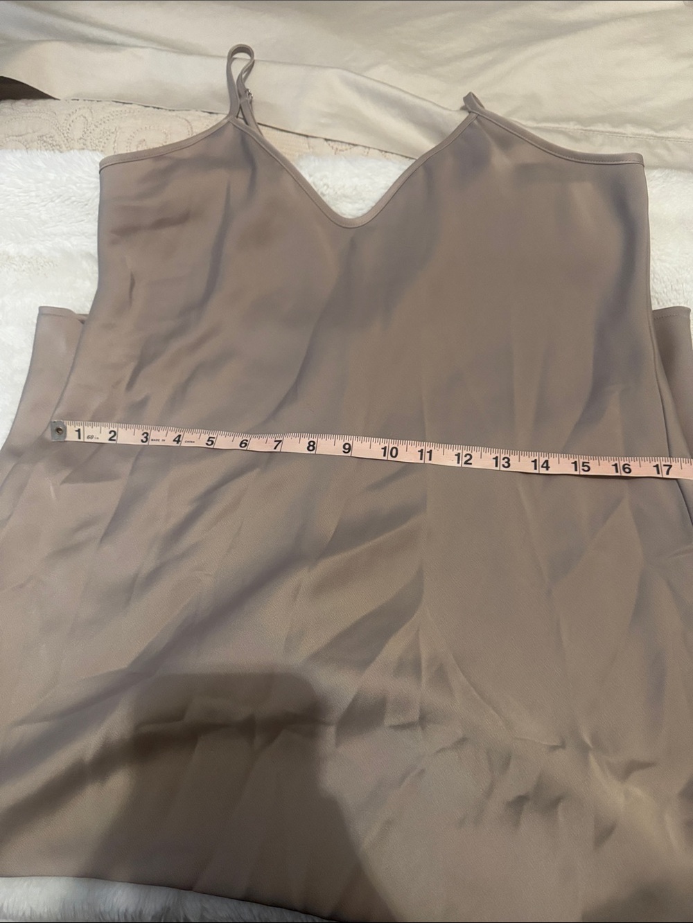 Banana Republic Taupe Slip Midi Dress with V-Neck - Picture 6 of 8